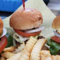 Sliders (3) · Choice of one meat for all three; certified angus beef, grilled chicken breast, bbq pulled p...