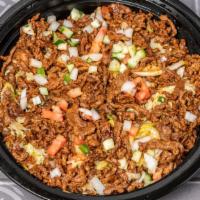 Halaly Bowl · Spanish rice, lettuce, tomato, diced cucumber, onion, choice of protein.