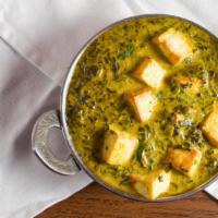 Saag Paneer · Spicy. Spinach cooked in homemade cheese and cream.