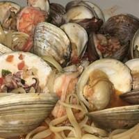 Linguin Al Frutti Di Mare · Shrimp,Mussels, clams and calamari in a napoletana sauce.