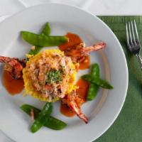 Shrimp & Lobster Risotto  · saffron shrimp risotto, fricassee of maine lobster on top.