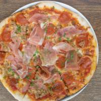 Neopolitan Street Meat Magic · Pepperoni, Mortadella, Prosciutto, Italian Sausage
