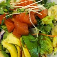 Poke Salad · choose tuna, salmon, or mix. w/salad, avocado, cucumber salad & poke sauce. *🍣 contains raw...