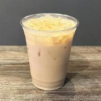 <New!!> Iced Chai Latte · 16oz black tea w/aromatic spices, honey & milk