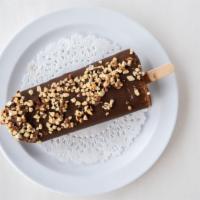 Nut Bars · Vanilla Ice Cream,  Dipped in Chocolate and covered in Almonds.  Served on a Stick!