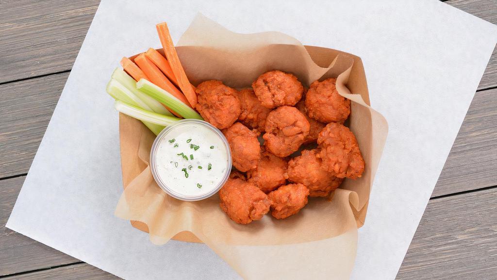 12 Crispy Boneless Wings · 12 Crispy boneless chicken wings tossed with wing sauce and served with ranch or blue cheese dressing