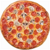 Large Pepperoni And Mushroom Pizza · (10 slices) Pizza sauce, mozzarella, pepperoni, and mushroom