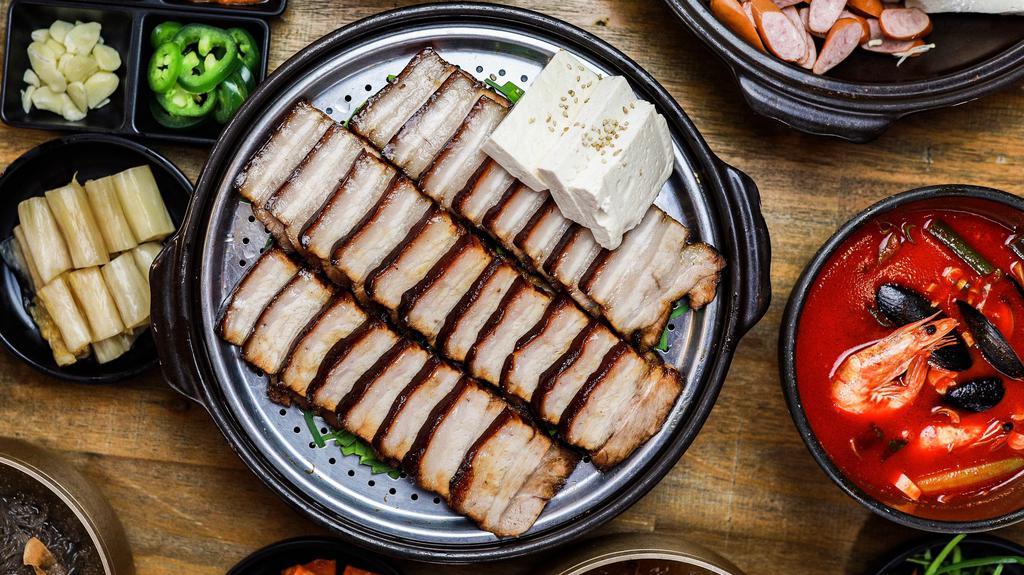 Premium Pork Belly Boiled In Various Herbs · Slices of premium pork belly boiled to perfection in various herbs. Comes with rice. CHOOSE MEDIUM OR LARGE