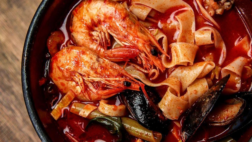Seafood Premium Yukgaejang With Handmade Ramen · Our favorite Original Yuk Gae Jang with Seafood (Shrimps & Mussels) with  Custom made Ramen noodole