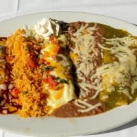 Enchiladas Potosinas · A trio of enchiladas served in one dish. One chicken, beef, and cheese enchilada served with...