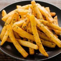 French Fries · herb seasoned fries cooked in rice bran oil for a lighter (and delicious) eat.