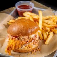 Chicken Sandwich With Fries & Can Soda · Chicken sandwich with our Korean coleslaw and sauce. Includes French Fries. Choose either Or...