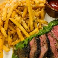 Steak & Truffle Frites · 6 oz grilled hanger steak, chimichurri sauce, truffle fries
