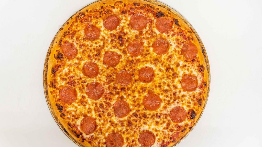 Pepperoni Pizza · Topped with classic mozzarella cheese and pepperoni.