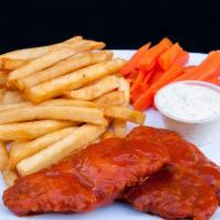 Boneless Chicken Strips · deep fry chicken strips served with frech fries, carrots and house dip. mando habanero,buffa...
