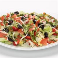 Oggi’S Chopped Salad · Chopped iceberg lettuce, pepperoni, tomatoes, black olives, mozzarella and fresh basil, toss...