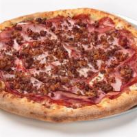 The Heavyweight (Meat) (Large 14”) (8) · Homemade pizza sauce, Canadian bacon, ground beef, crumbled Italian sausage, pepperoni, sala...