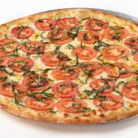 Margherita Classico (Large 14”) (8) · Our homemade thin crust dough brushed with our garlic olive oil sauce, topped with fresh bas...