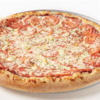 The Loose Cannon (Large 14”) (8) · Homemade pizza sauce, extra mozzarella, fresh sliced tomatoes, fresh garlic, and oregano.