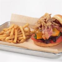 Texas Burger · 1/2 lb. of fresh angus beef hand-pattied Oggi's signature seasoning. Topped with BBQ sauce, ...