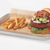 Above & Beyond Burger · Cajun seasoned plant based
Beyond BurgerTM topped with Feta
cheese, pico de gallo, Fresno ch...