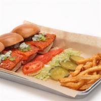 Buffalo Chicken Sliders · Breaded all-natural chicken breast, fried and tossed with traditional Buffalo wing sauce, to...