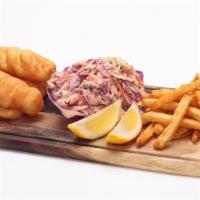Beer Battered Fish And Chips · Fresh cod fillets beer battered with own California gold and fried to a golden brown, served...