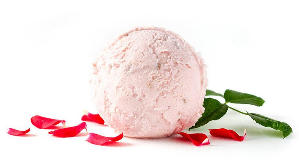 Rose Petals · Made with Straus organic milk, rose water, rose petals and red beet extract color