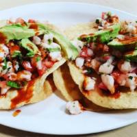 Ceviche De Camaron Tostada · 