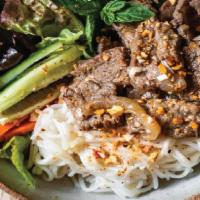 Vermicelli Salad With Lemongrass Beef · Vermicelli with beef lemongrass and white onion.
