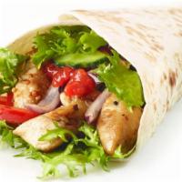 Grilled Chicken Chipotle Wrap · Creamy avocado, onions, jack cheese, mixed greens, and chipotle mayo in choice of wrap of ch...