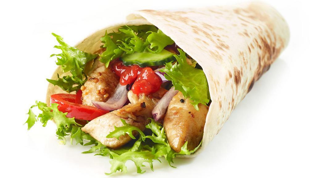 Grilled Chicken Chipotle Wrap · Creamy avocado, onions, jack cheese, mixed greens, and chipotle mayo in choice of wrap of choice along with choice of side.