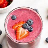 Vanilla Berry Protein Smoothie · Blueberries, strawberries & organic vanilla protein powder, blended with coconut milk & ice ...