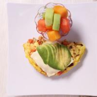 Hunny'S Omelette · Bacon, tomato and Swiss cheese topped with avocado.