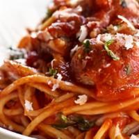 Spaghetti & Meatballs · Homemade meatballs and marinara sauce.