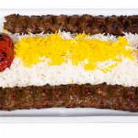 Ground Sirloin Kabob · (Kubideh). Two skewers.
Comes with choice of Rice or Salad or Half Rice Half Salad
Includes ...
