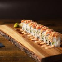 *Honor Roll · Crab mix, avocado, cucumber, topped with spicy tuna, crunch, eel sauce, and spicy mayo.