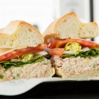 Spicy Tuna Swiss (Toasted Roll) · Tuna mixed with (Mayo, lite Mustard, Red & Green bell peppers),  Swiss cheese, Lettuce, Toma...