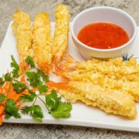 A-4. Fried Shrimp Tempura - Tôm Lăn Bột (6 Cuốn) · Fried shrimp tempura (6 pieces).