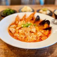 Soft Tofu Stew · Served with Side of Rice and Daily Side Dishes