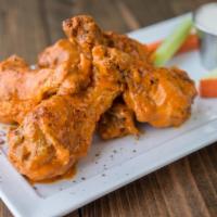 Chicken Wings · Hearb seasoned party wings, deep fried, glazed with spicy, mild, bbq, lemong pepper or no sa...
