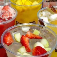 Aguas Fresca · Mango, watermelon, strawberry lemonade, cucumber and lime, pineapple, lemonade.