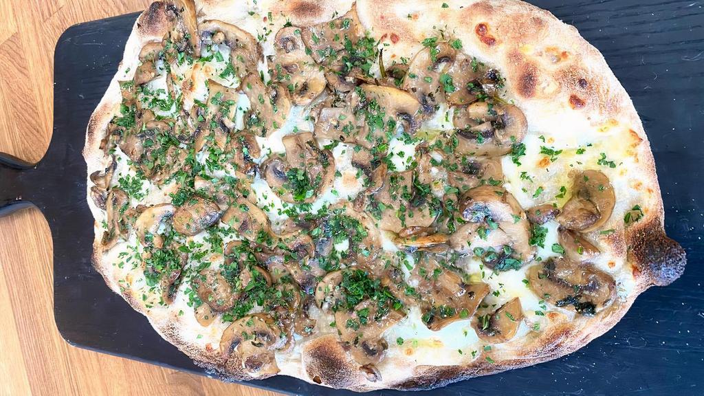 Funghi  · Scamorza cheese, wild mushrooms, parsley, garlic, parmigiano and truffle oil