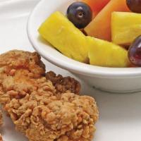 Kids Chicken Strips · Served with fresh fruit or french fries.