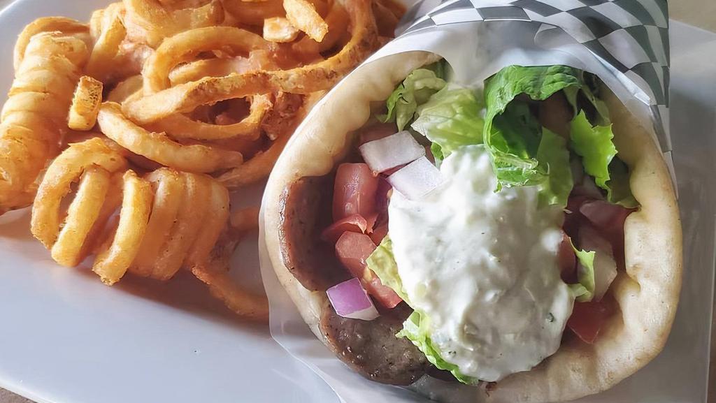 Gyros Pita Combo · Original lamb and beef Gyro's meat, onions, tomatoes, lettuce and tzatziki.