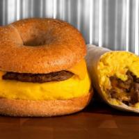 Sausage, Egg And Cheese Breakfast Sandwich · Sausage, egg, and cheese breakfast sandwich.
