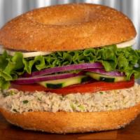 Albacore Tuna Salad (Cold) · Albacore white tuna salad served with tomato, cucumber, onion, lettuce, jack cheese on your ...