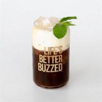 Mint Infused Iced Coffee · Espresso and Water Shaken with Raw Sugar and Fresh Muddled Mint Leaves.  Topped with a splas...