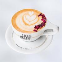 Rose Water Latte (12Oz) · House-made Rose Water and Cardamom Honey with Espresso and Steamed Milk