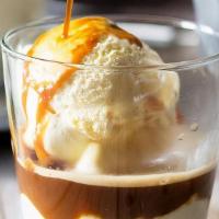 Affogato · Delicious Vanilla Bean Gelato with a shot of espresso poured over..